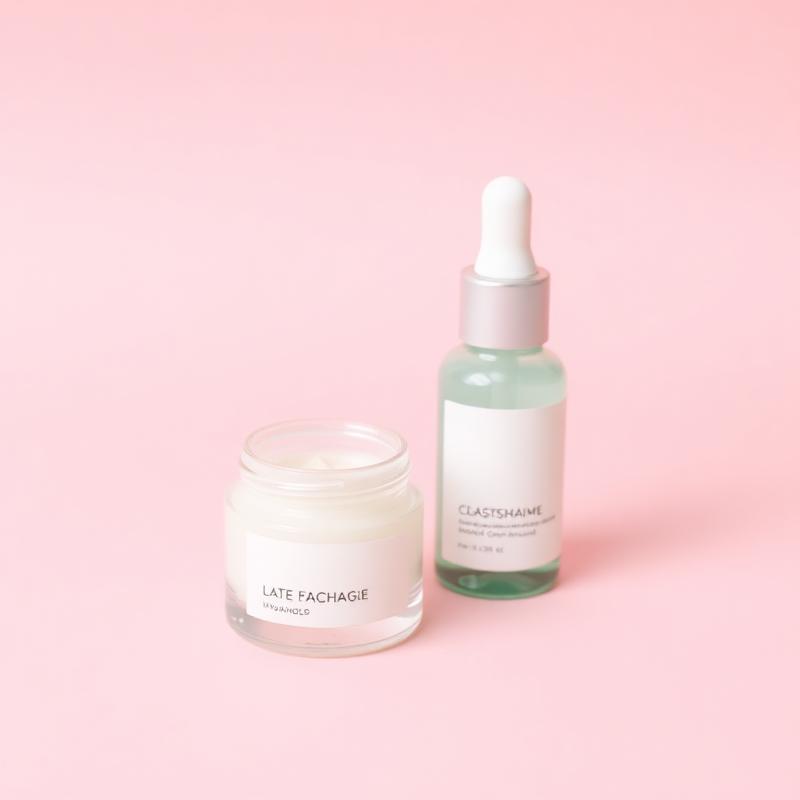 Pote de hidratante e frasco de sérum facial